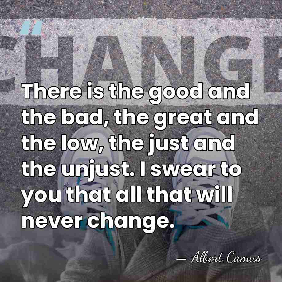 There is the good and the bad, the great and the low,&hellip; - Albert Camus