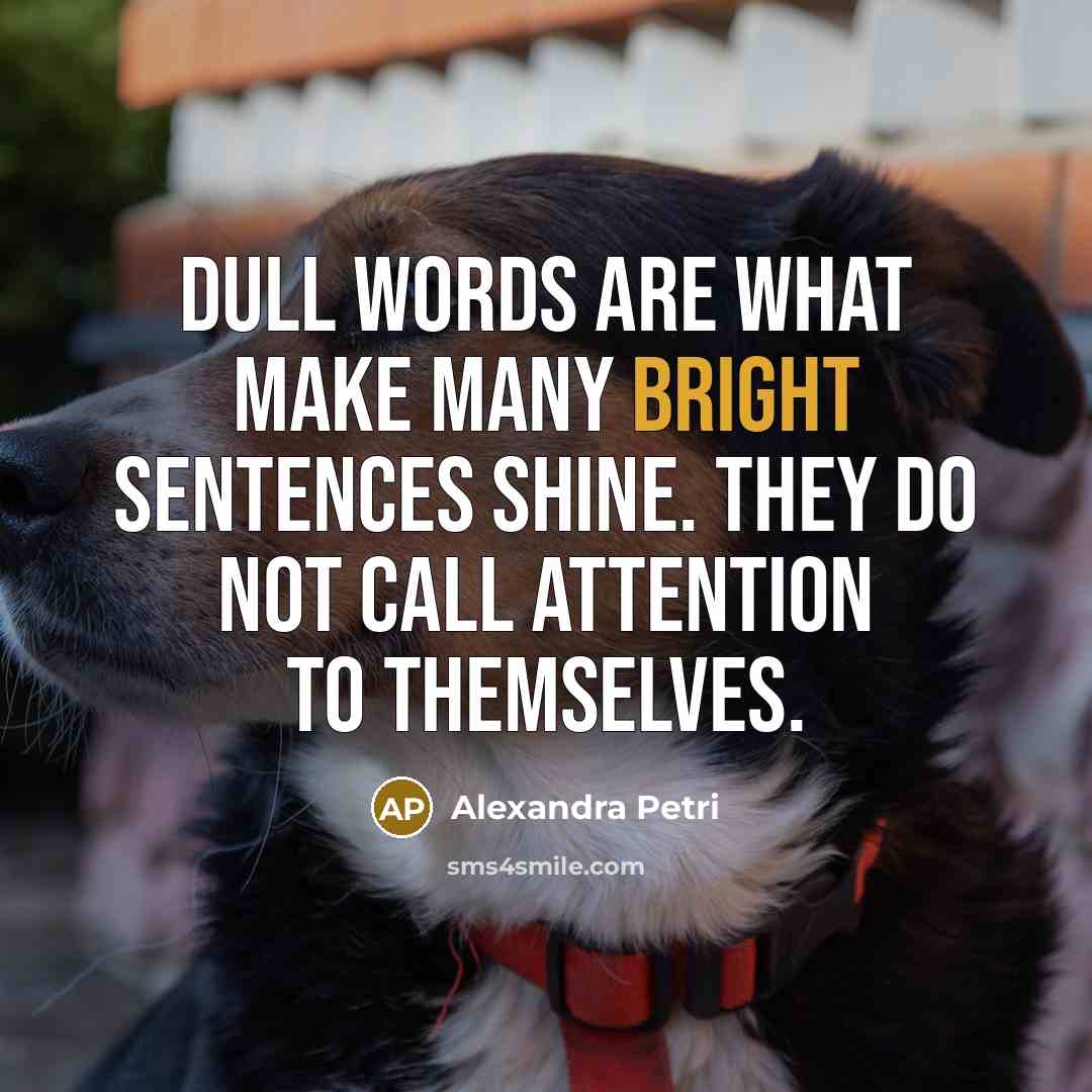“Dull words are what make many bright sentences shine. They…” quote by Alexandra Petri