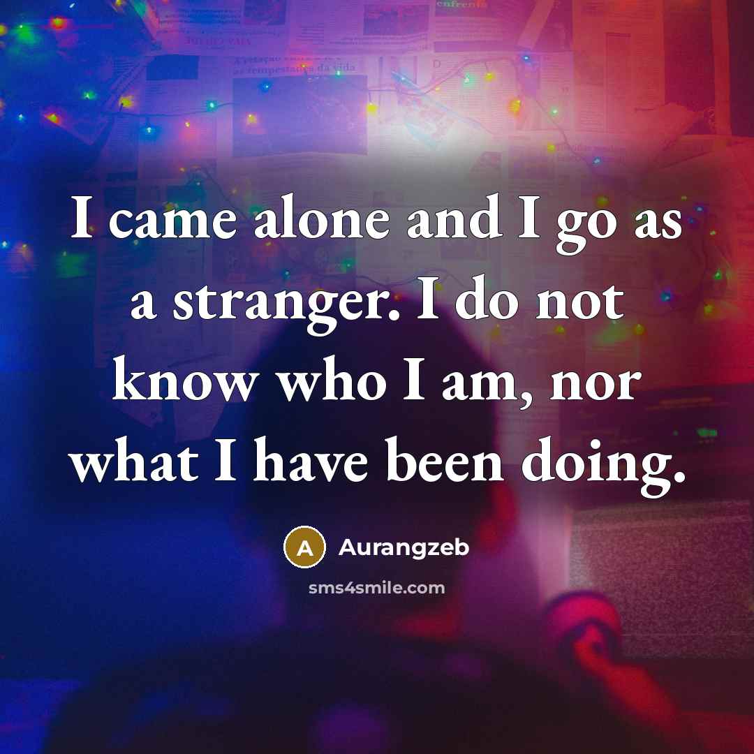 “I came alone and I go as a stranger. I…” quote by Aurangzeb