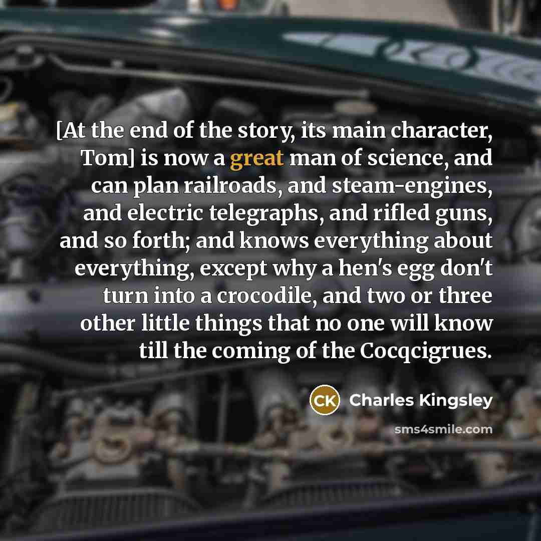 “[At the end of the story, its main character, Tom]…” quote by Charles Kingsley