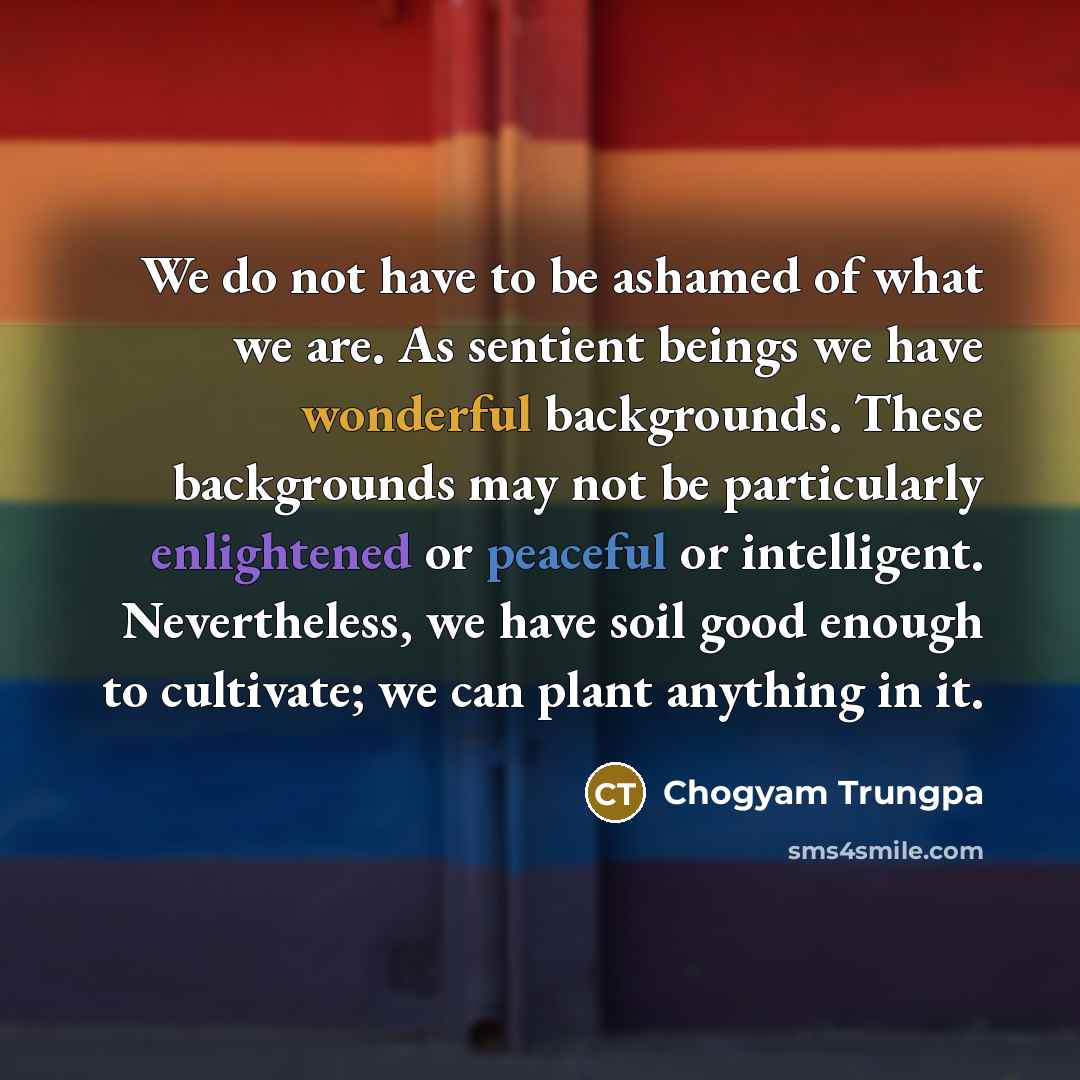 “We do not have to be ashamed of what we…” quote by Chogyam Trungpa