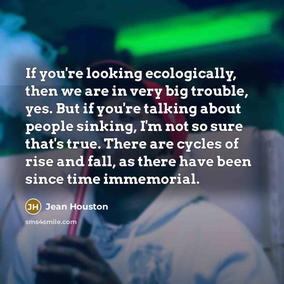 “If you're looking ecologically, then we are in very big…” quote by Jean Houston