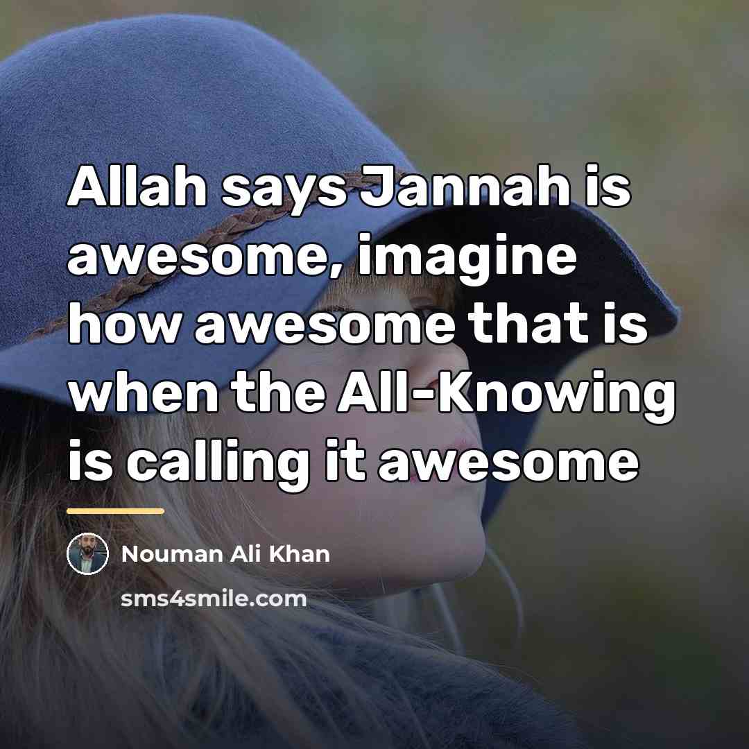 “Allah says Jannah is awesome, imagine how awesome that is…” quote by Nouman Ali Khan