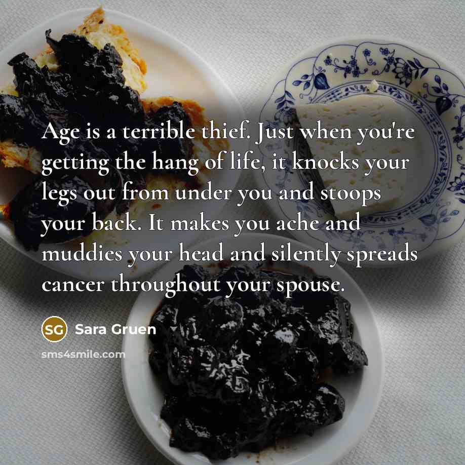 “Age is a terrible thief. Just when you're getting the…” quote by Sara Gruen