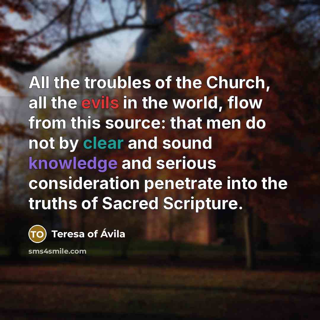 “All the troubles of the Church, all the evils in…” quote by Teresa of Avila