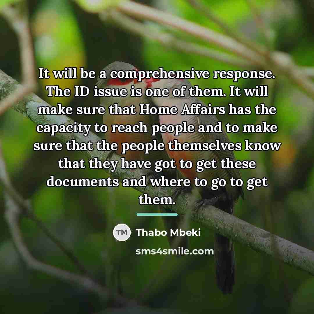 “It will be a comprehensive response. The ID issue is…” quote by Thabo Mbeki