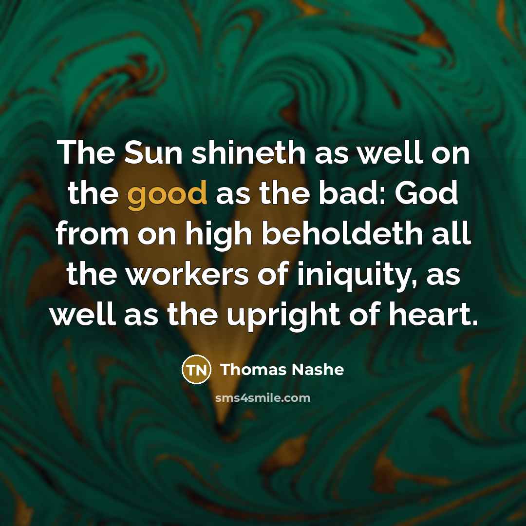 “The Sun shineth as well on the good as the…” quote by Thomas Nashe