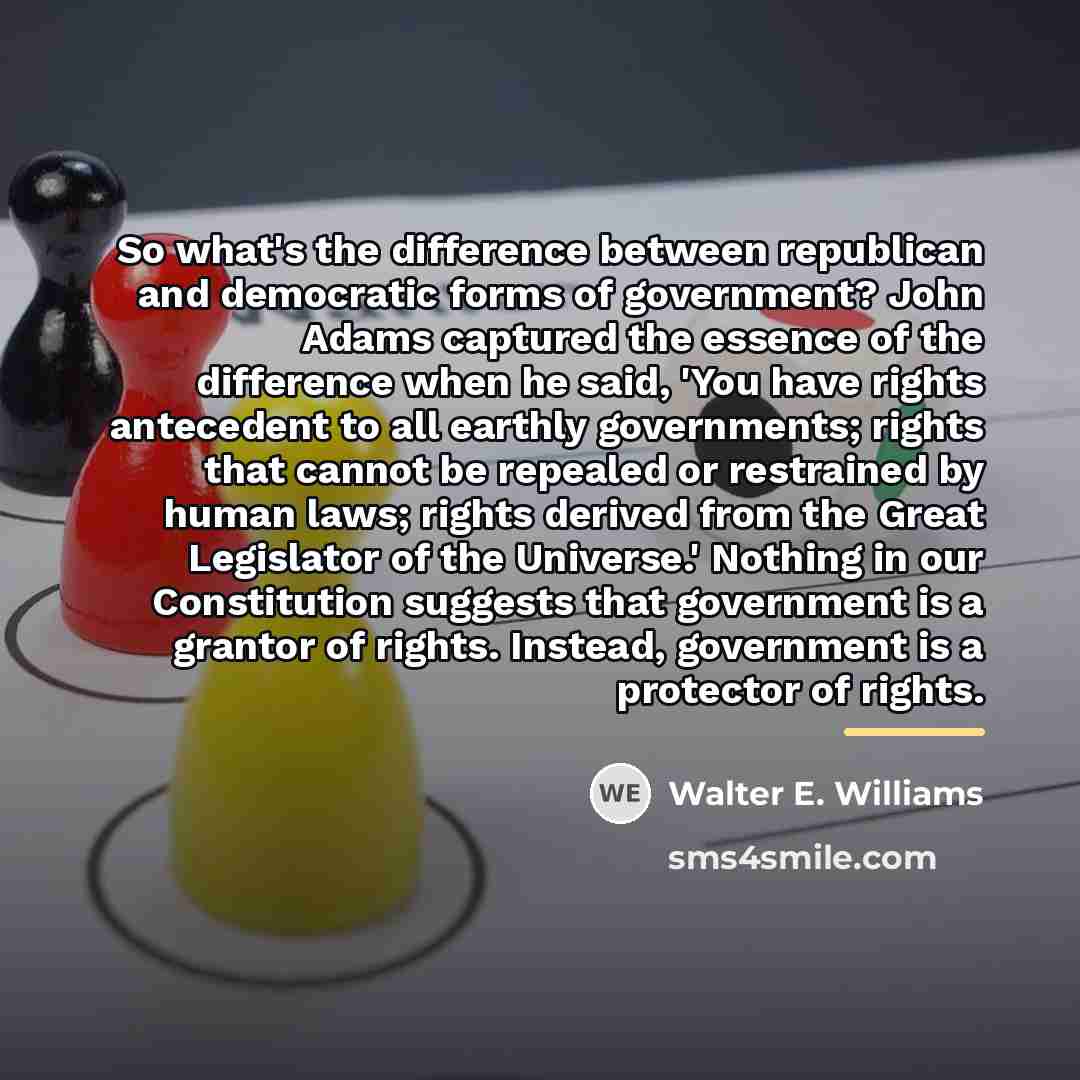 “So what's the difference between republican and democratic forms of…” quote by Walter E. Williams