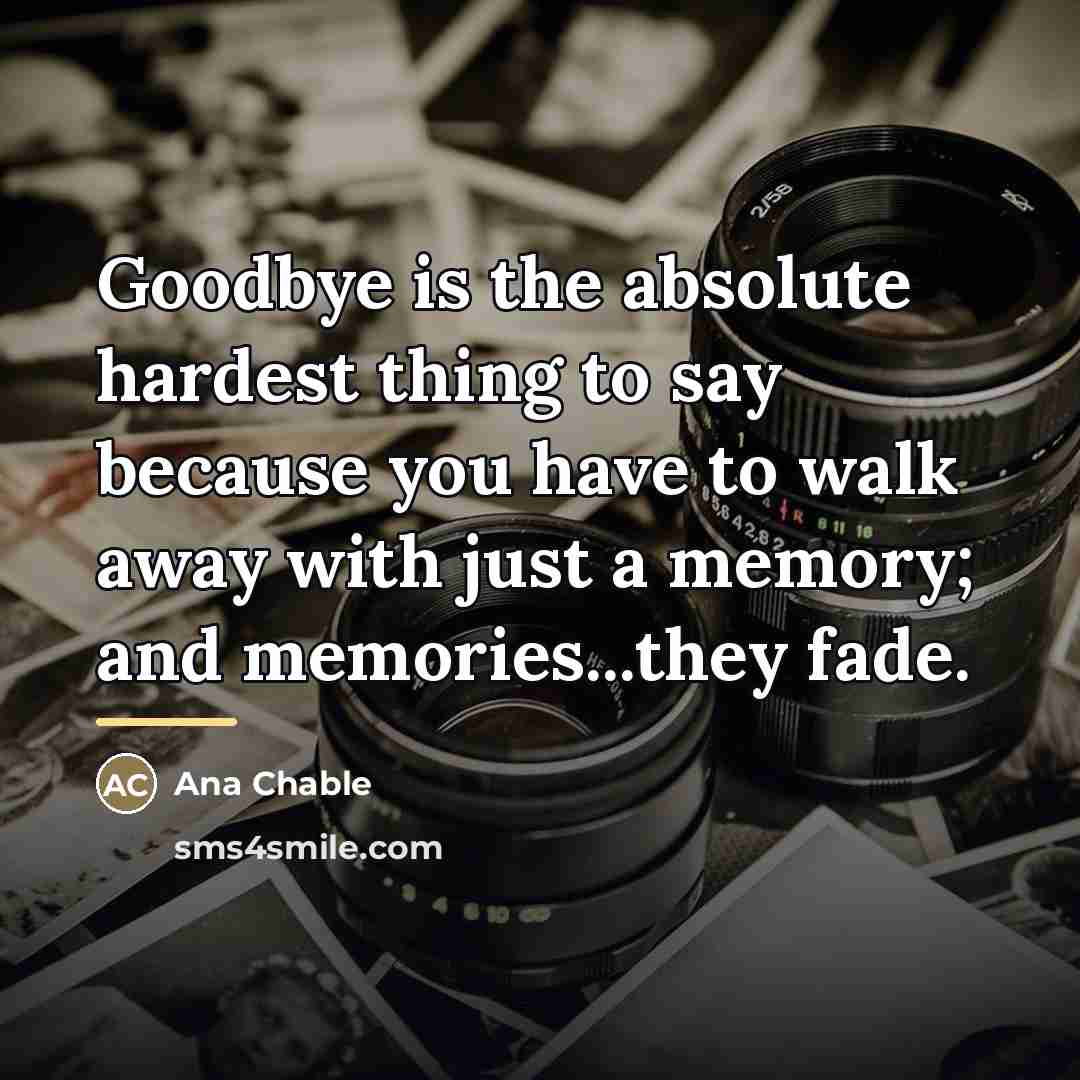 “Goodbye is the absolute hardest thing to say because you…” quote by Ana Chable