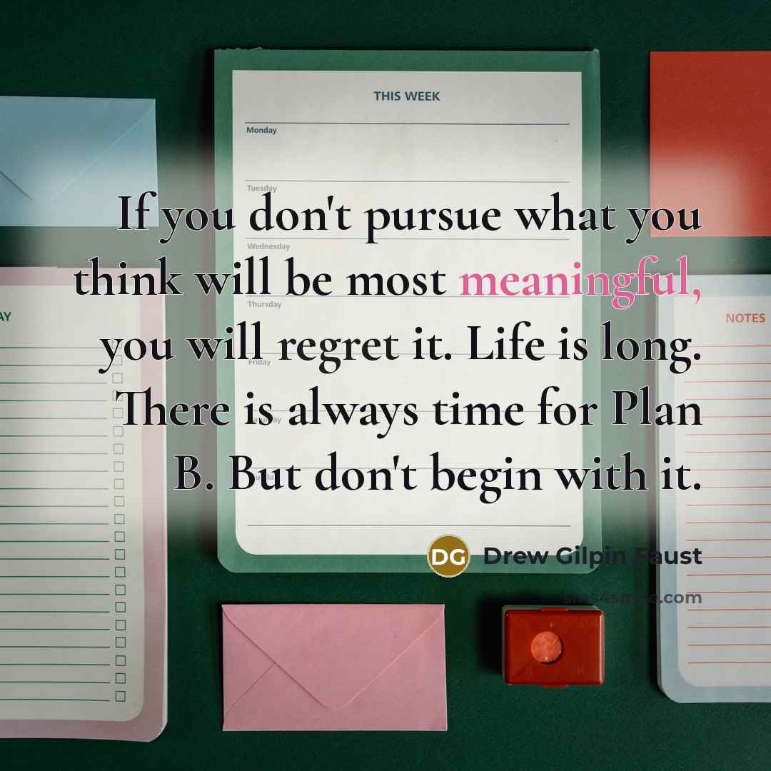 “If you don't pursue what you think will be most…” quote by Drew Gilpin Faust