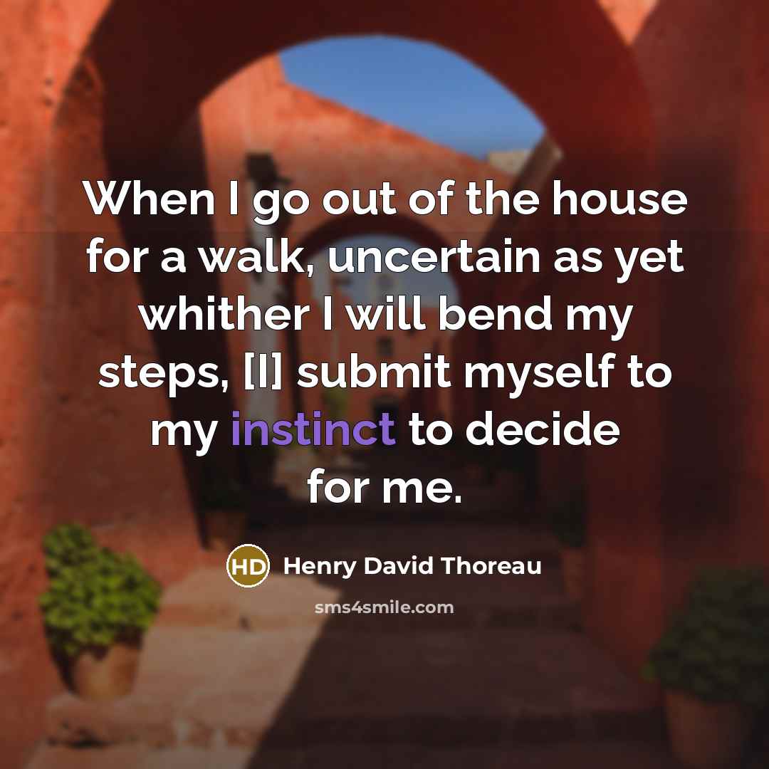 “When I go out of the house for a walk,…” quote by Henry David Thoreau