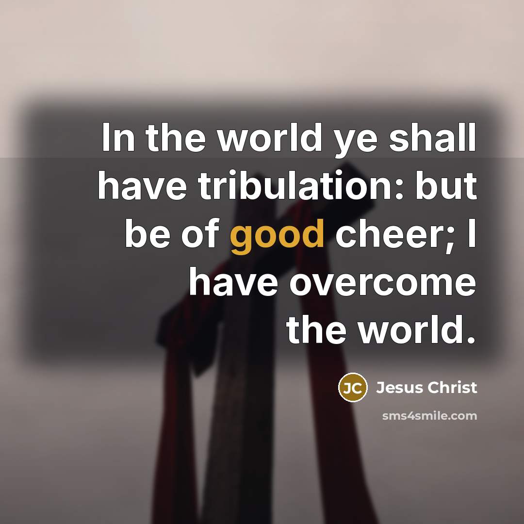 “In the world ye shall have tribulation: but be of…” quote by Jesus Christ
