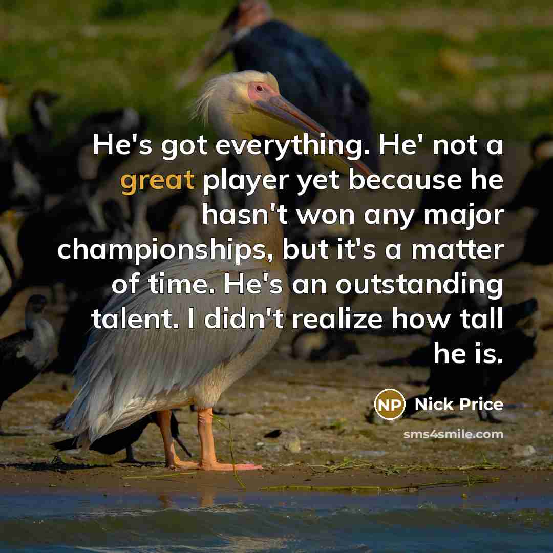 “He's got everything. He' not a great player yet because…” quote by Nick Price
