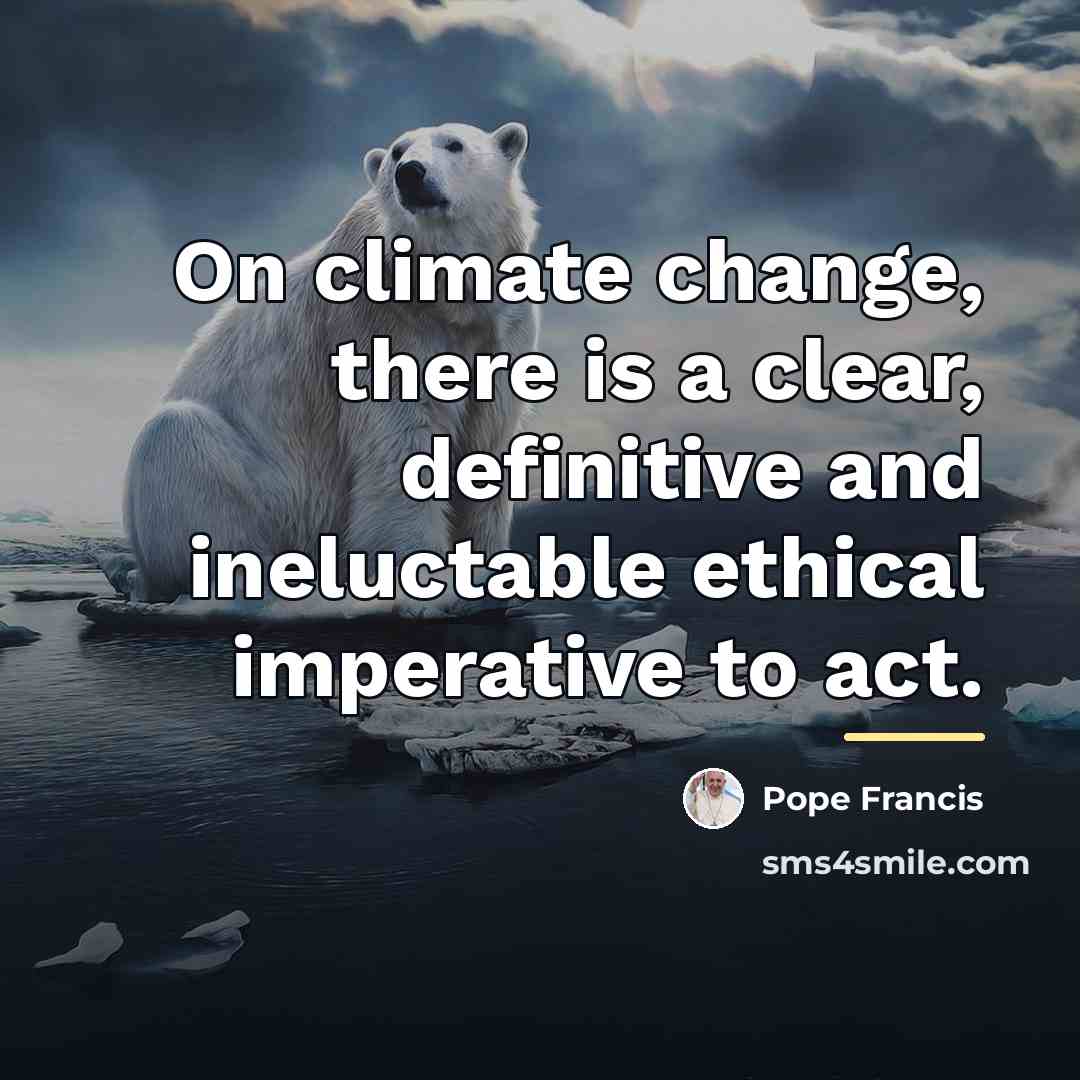 “On climate change, there is a clear, definitive and ineluctable…” quote by Pope Francis