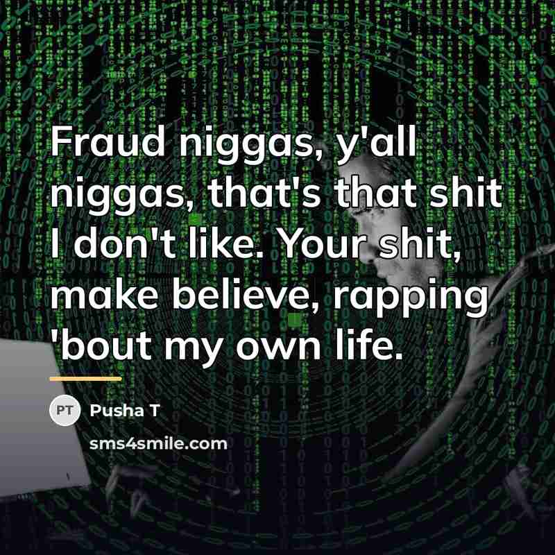 “Fraud niggas, y'all niggas, that's that shit I don't like.…” quote by Pusha T
