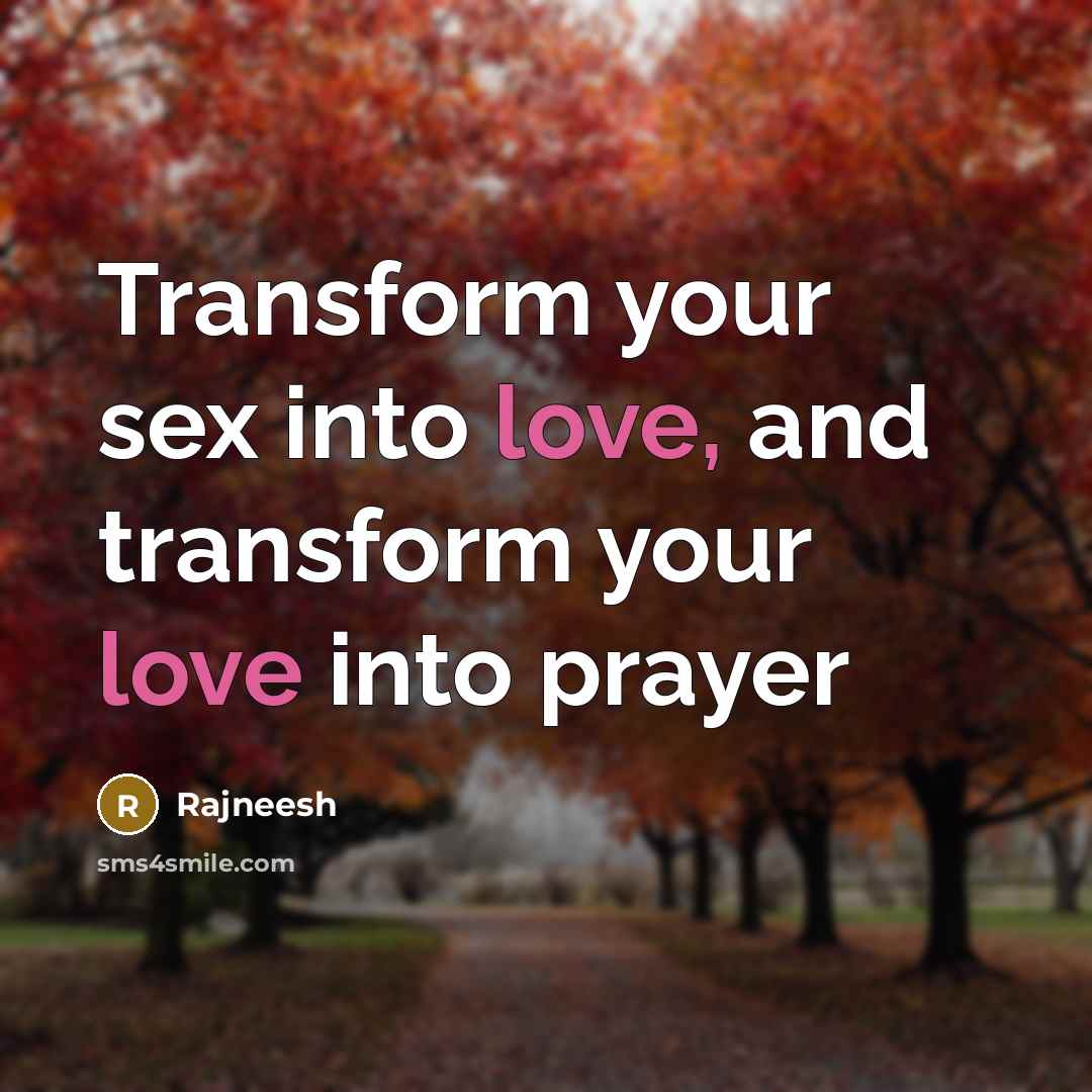 “Transform your sex into love, and transform your love into…” quote by Rajneesh