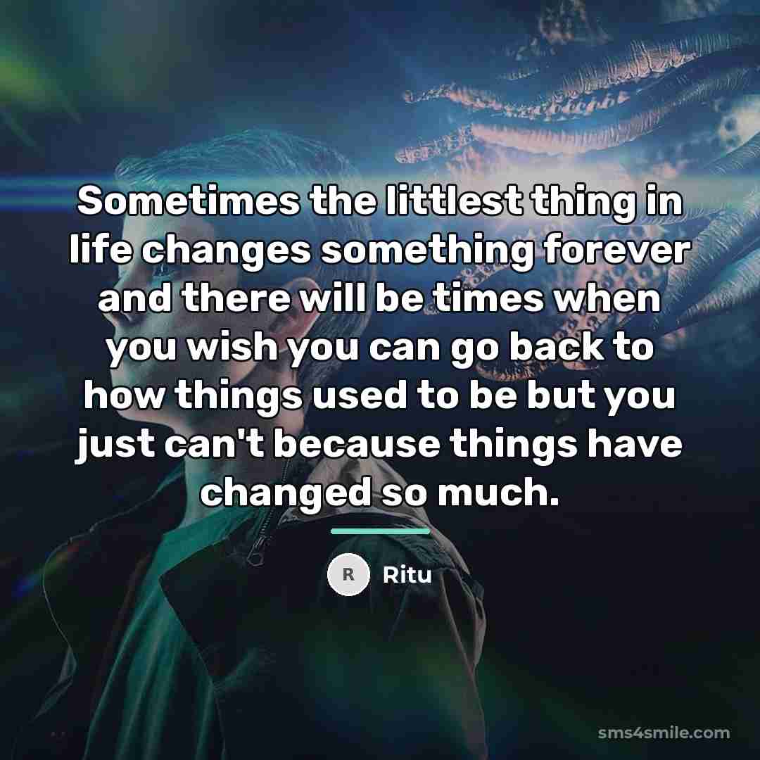 “Sometimes the littlest thing in life changes something forever and…” quote by Ritu