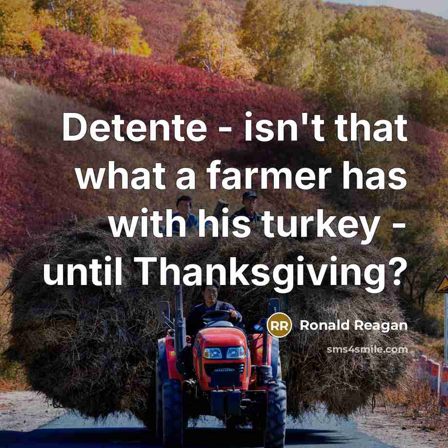 “Detente - isn't that what a farmer has with his…” quote by Ronald Reagan