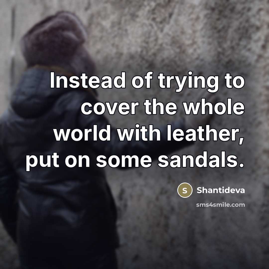 “Instead of trying to cover the whole world with leather,…” quote by Shantideva