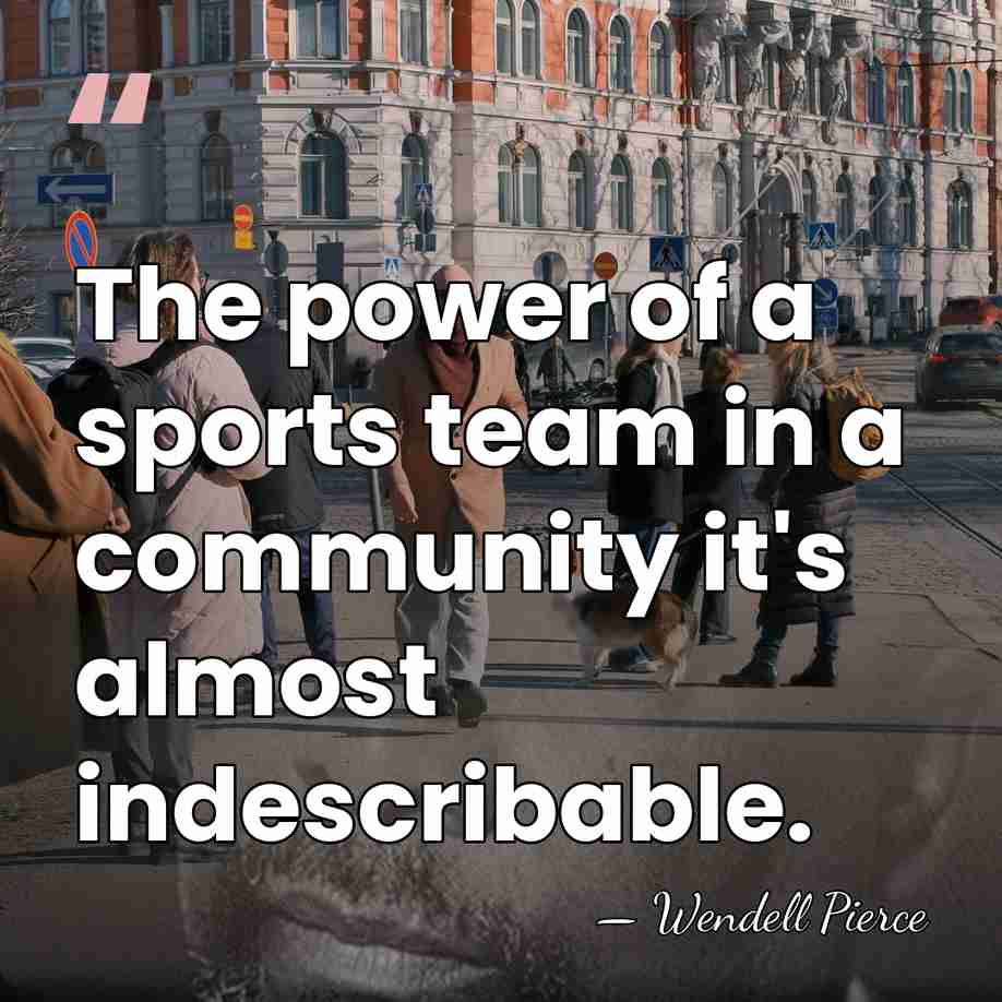 The power of a sports team in a community it's almost indescribable. - Wendell Pierce