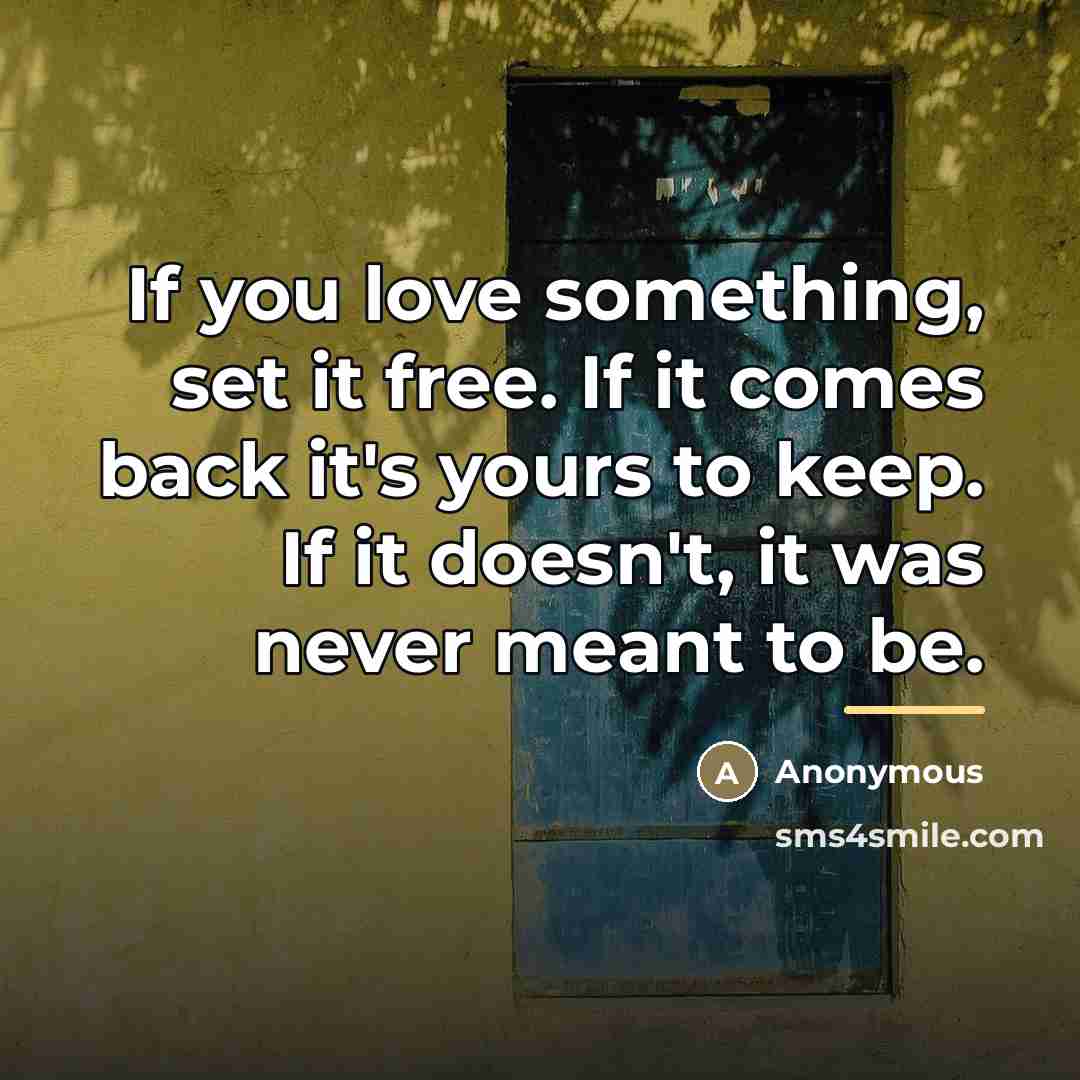 “If you love something, set it free. If it comes…” quote by Anonymous