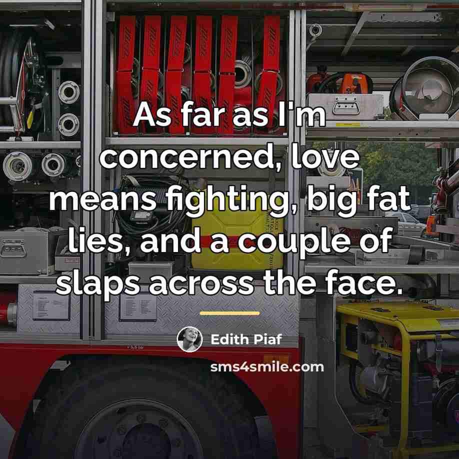 “As far as I'm concerned, love means fighting, big fat…” quote by Edith Piaf