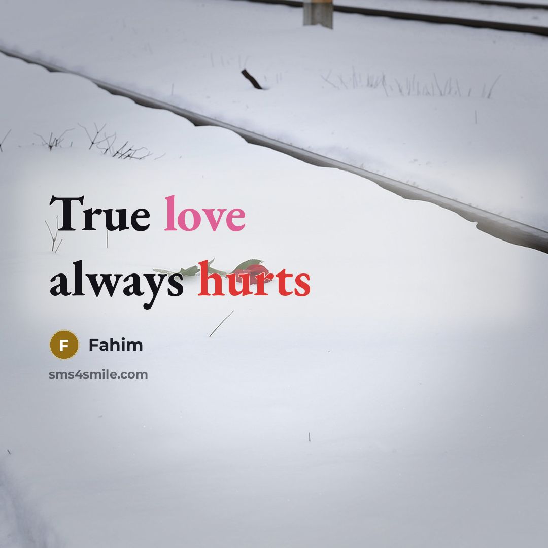 “True love always hurts” quote by Fahim