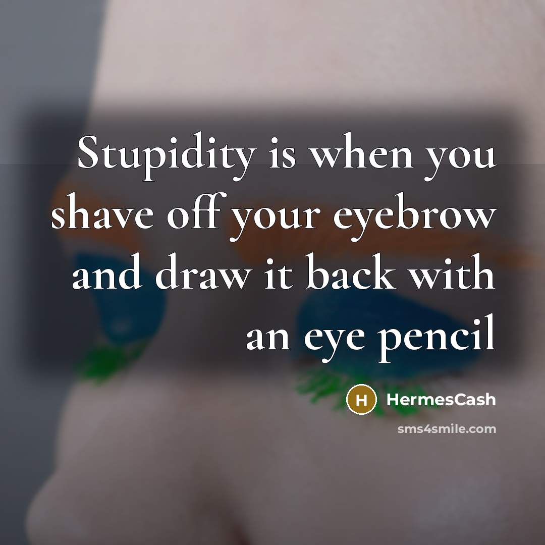 “Stupidity is when you shave off your eyebrow and draw it back with an eye pencil” quote by HermesCash