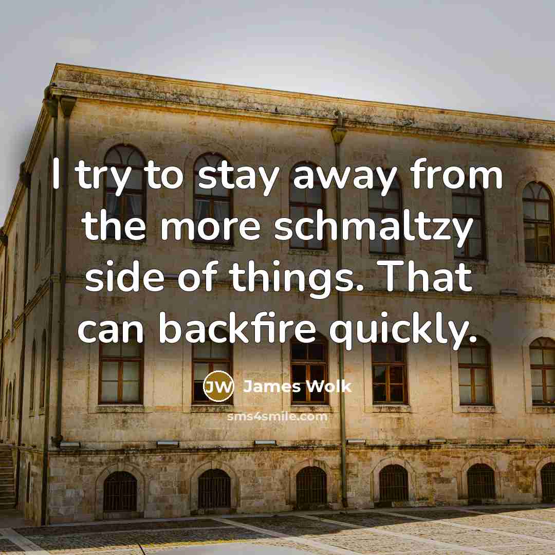 “I try to stay away from the more schmaltzy side…” quote by James Wolk
