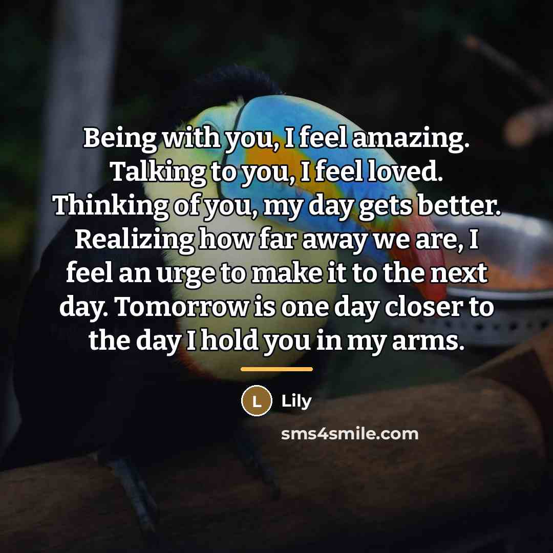 “Being with you, I feel amazing. Talking to you, I…” quote by Lily