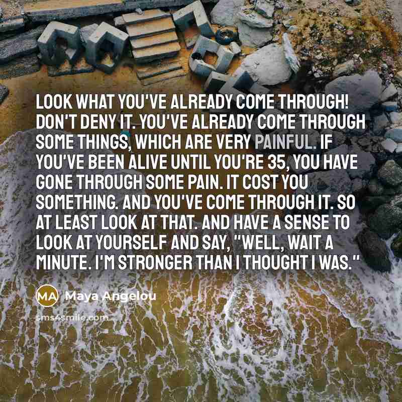 “Look what you've already come through! Don't deny it. You've…” quote by Maya Angelou