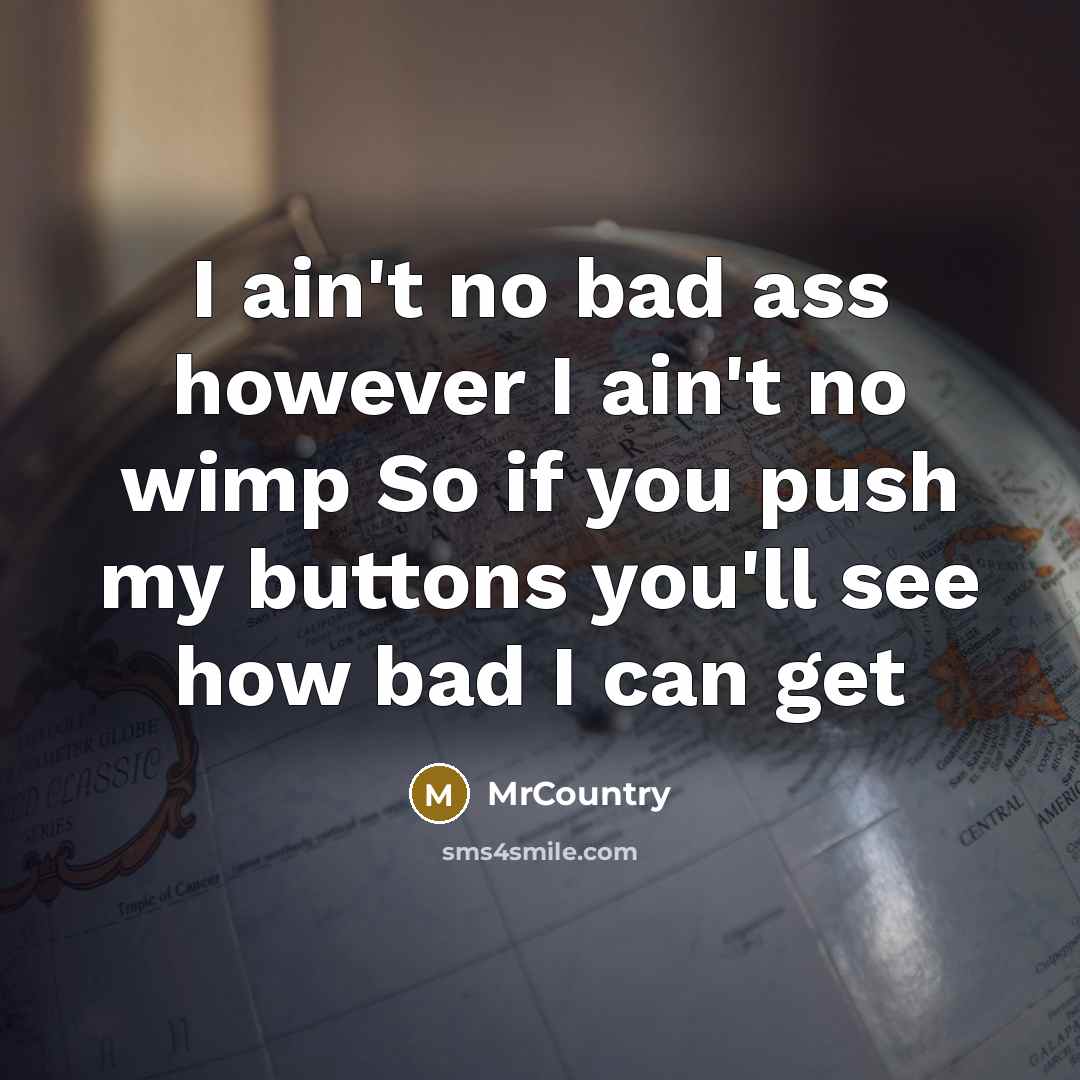 “I ain't no bad ass however I ain't no wimp…” quote by MrCountry