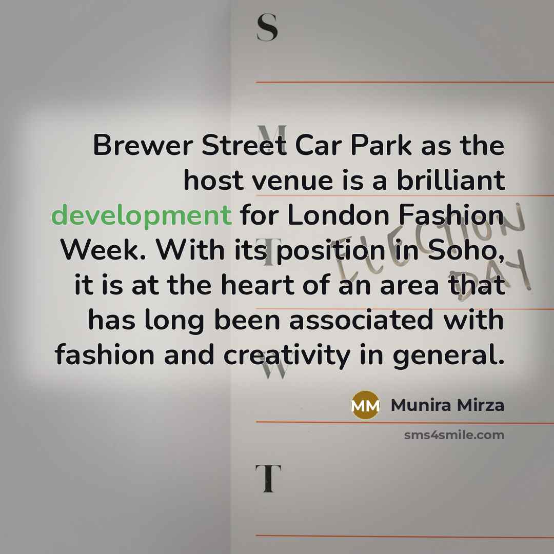 “Brewer Street Car Park as the host venue is a…” quote by Munira Mirza