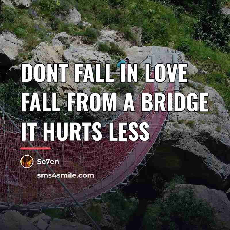 “Dont fall in love fall from a bridge it hurts…” quote by Se7en