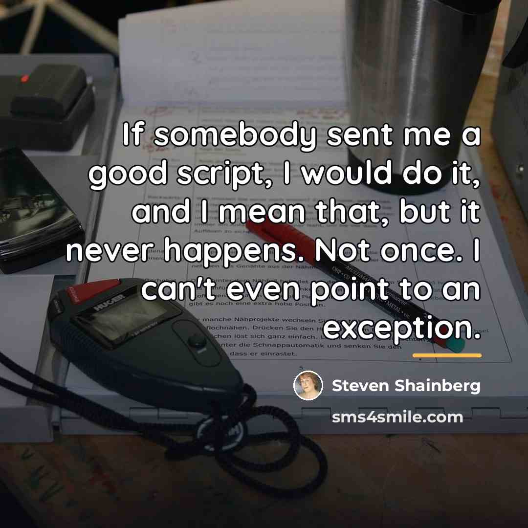 “If somebody sent me a good script, I would do…” quote by Steven Shainberg