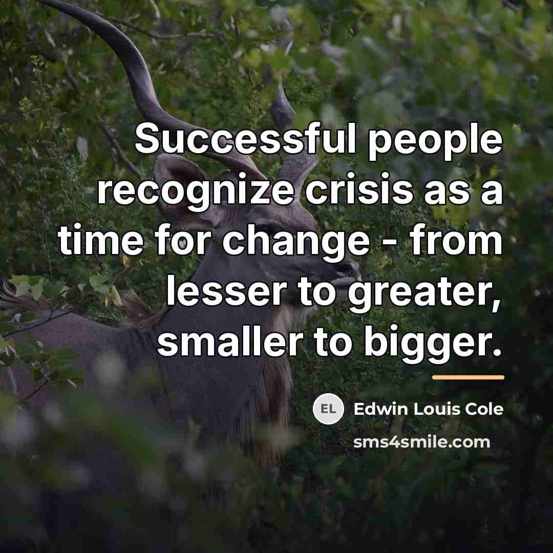 “Successful people recognize crisis as a time for change -…” quote by Edwin Louis Cole
