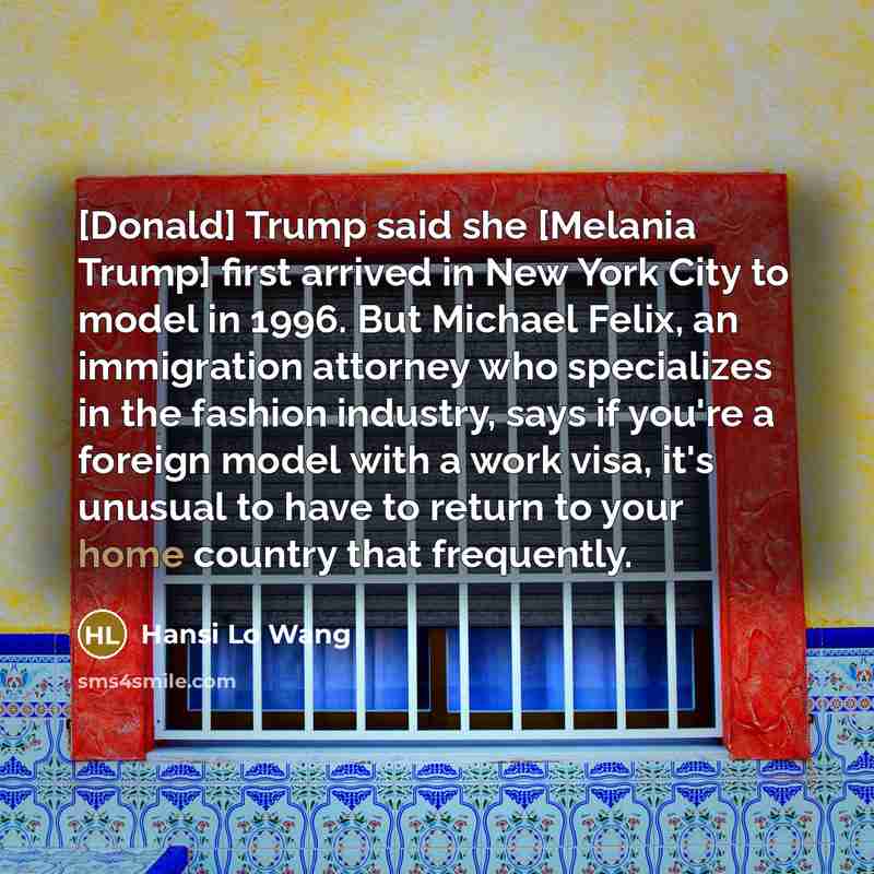 “[Donald] Trump said she [Melania Trump] first arrived in New…” quote by Hansi Lo Wang