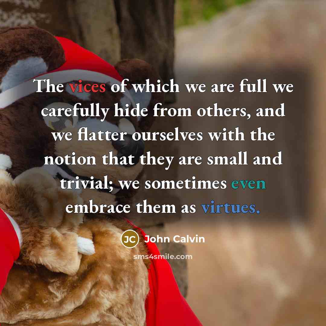“The vices of which we are full we carefully hide…” quote by John Calvin