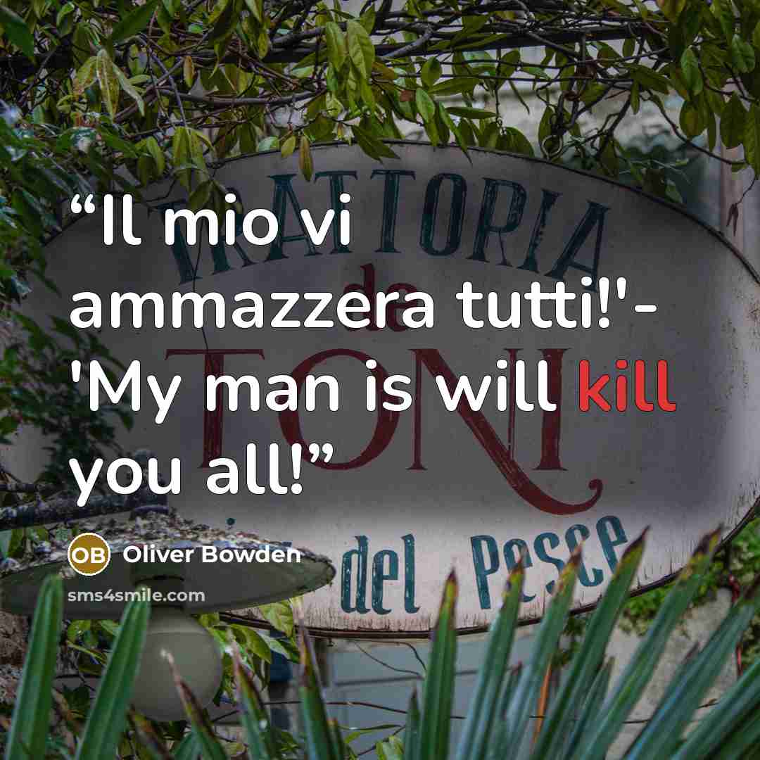 “Il mio vi ammazzera tutti!'- 'My man is will kill you all!” quote by Oliver Bowden