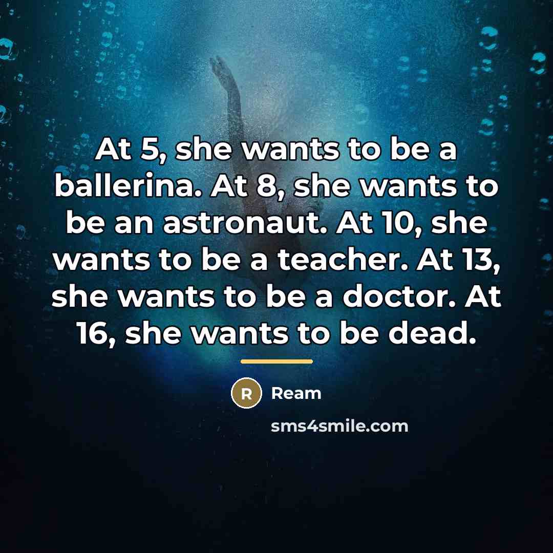 “At 5, she wants to be a ballerina. At 8,…” quote by Ream