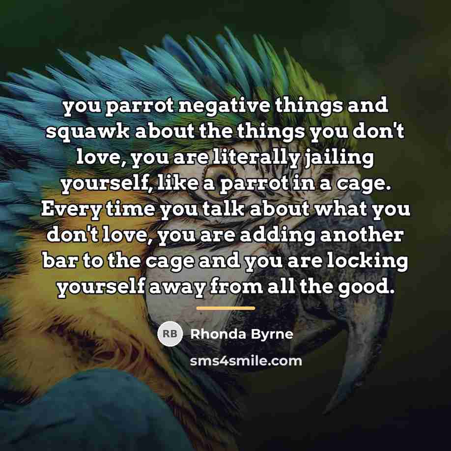“you parrot negative things and squawk about the things you…” quote by Rhonda Byrne
