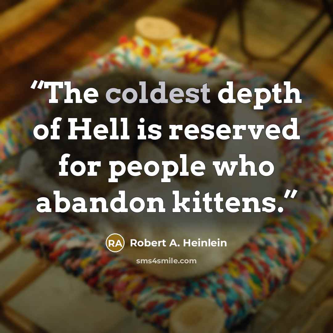 “The coldest depth of Hell is reserved for people who abandon kittens.” quote by Robert A. Heinlein
