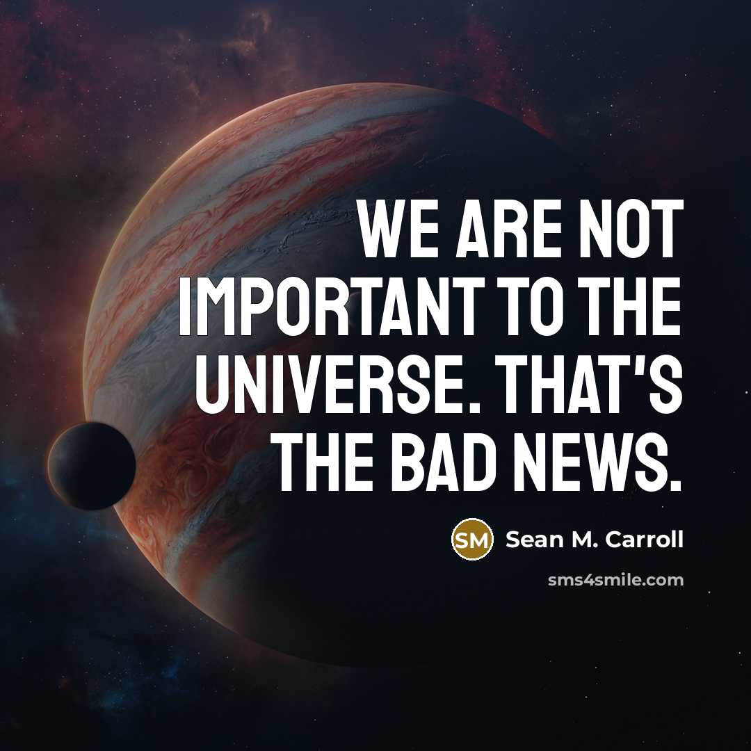 “We are not important to the universe. That's the bad…” quote by Sean M. Carroll
