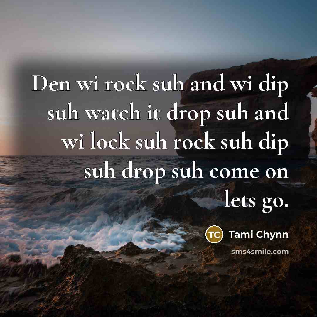 “Den wi rock suh and wi dip suh watch it…” quote by Tami Chynn