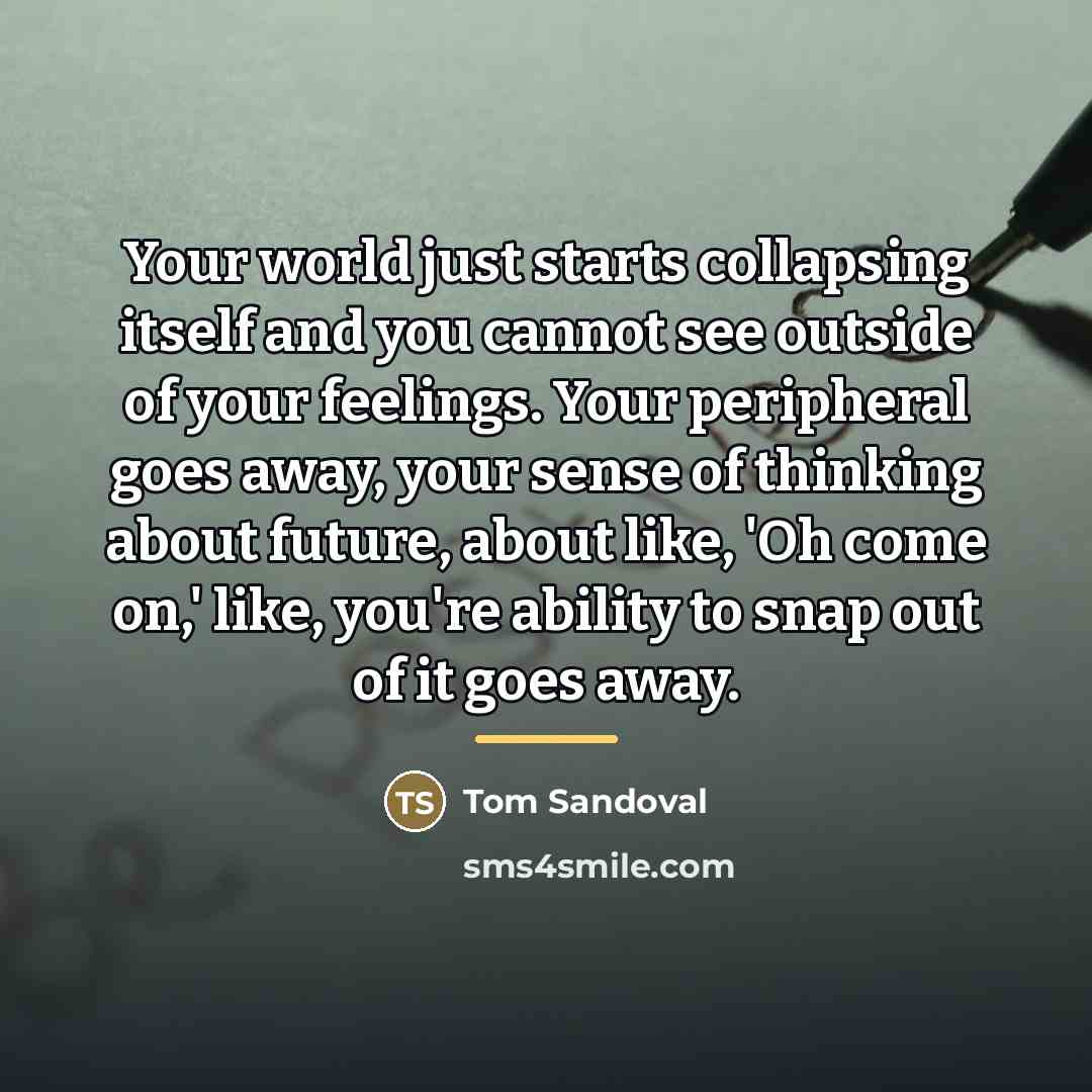 “Your world just starts collapsing itself and you cannot see…” quote by Tom Sandoval