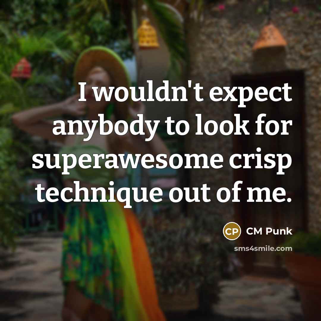 “I wouldn't expect anybody to look for superawesome crisp technique…” quote by CM Punk