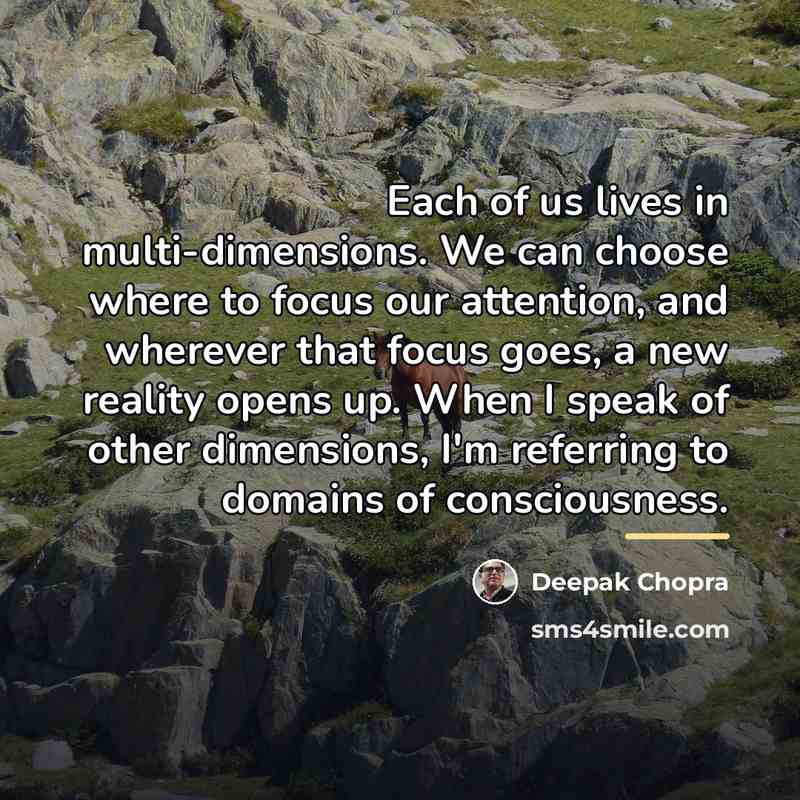“Each of us lives in multi-dimensions. We can choose where…” quote by Deepak Chopra