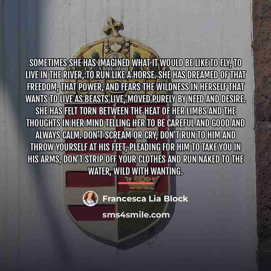 “Sometimes she has imagined what it would be like to…” quote by Francesca Lia Block