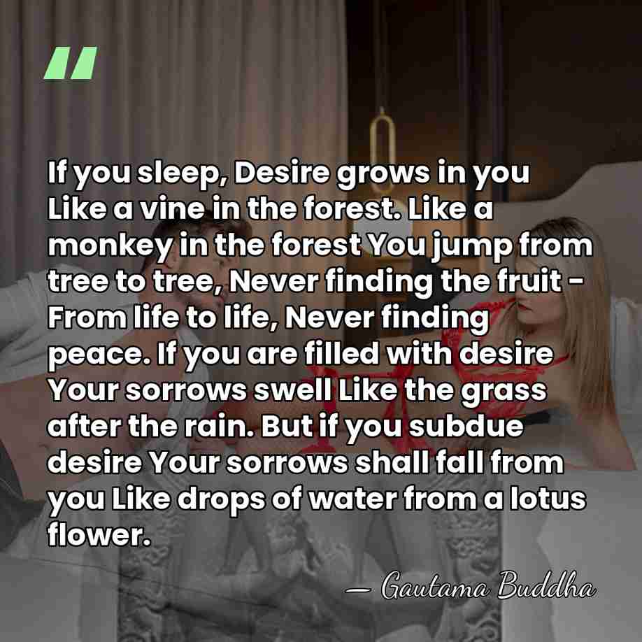 If you sleep, Desire grows in you Like a vine in the&hellip; - Gautama Buddha