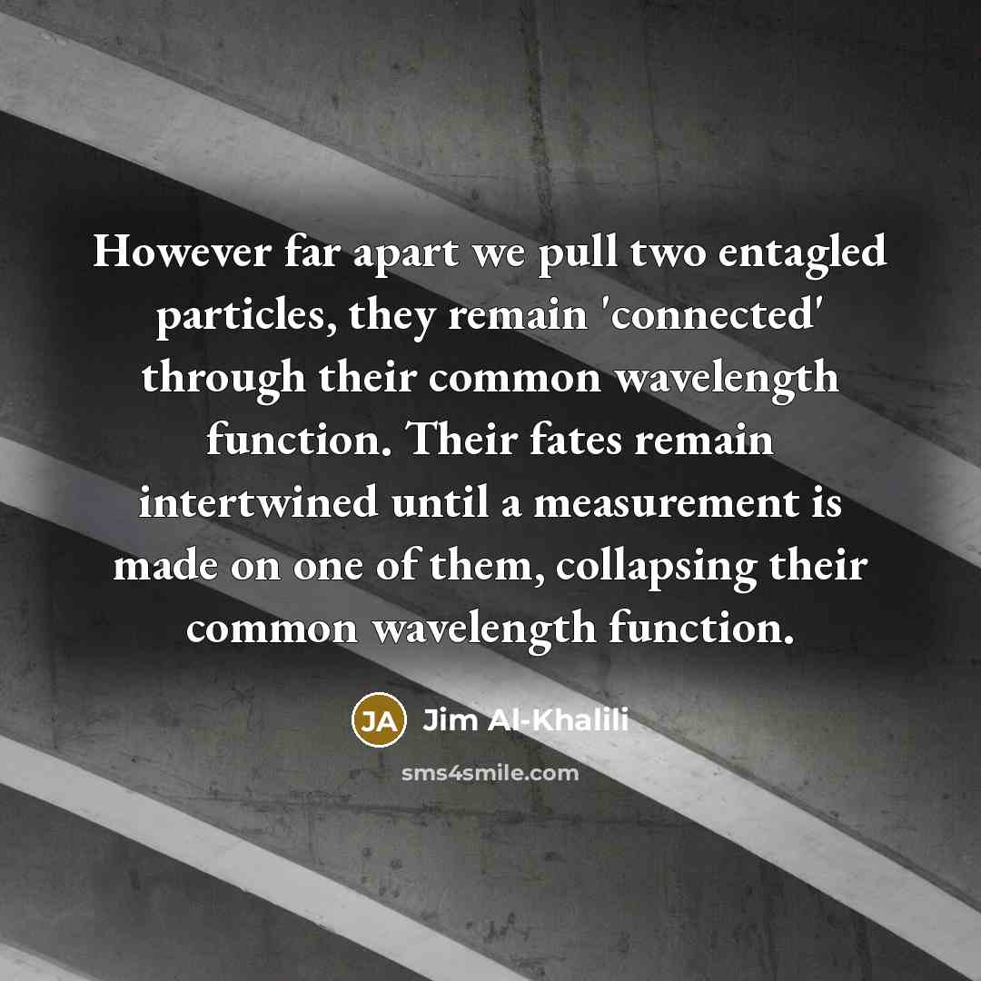 “However far apart we pull two entagled particles, they remain…” quote by Jim Al-Khalili